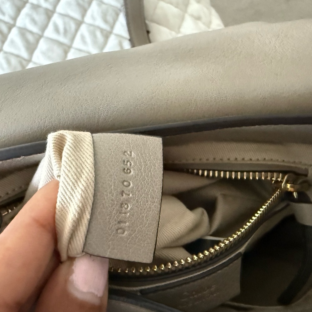Chloe Beige Leather Backpack with Gold Accents - Picture 4 of 6